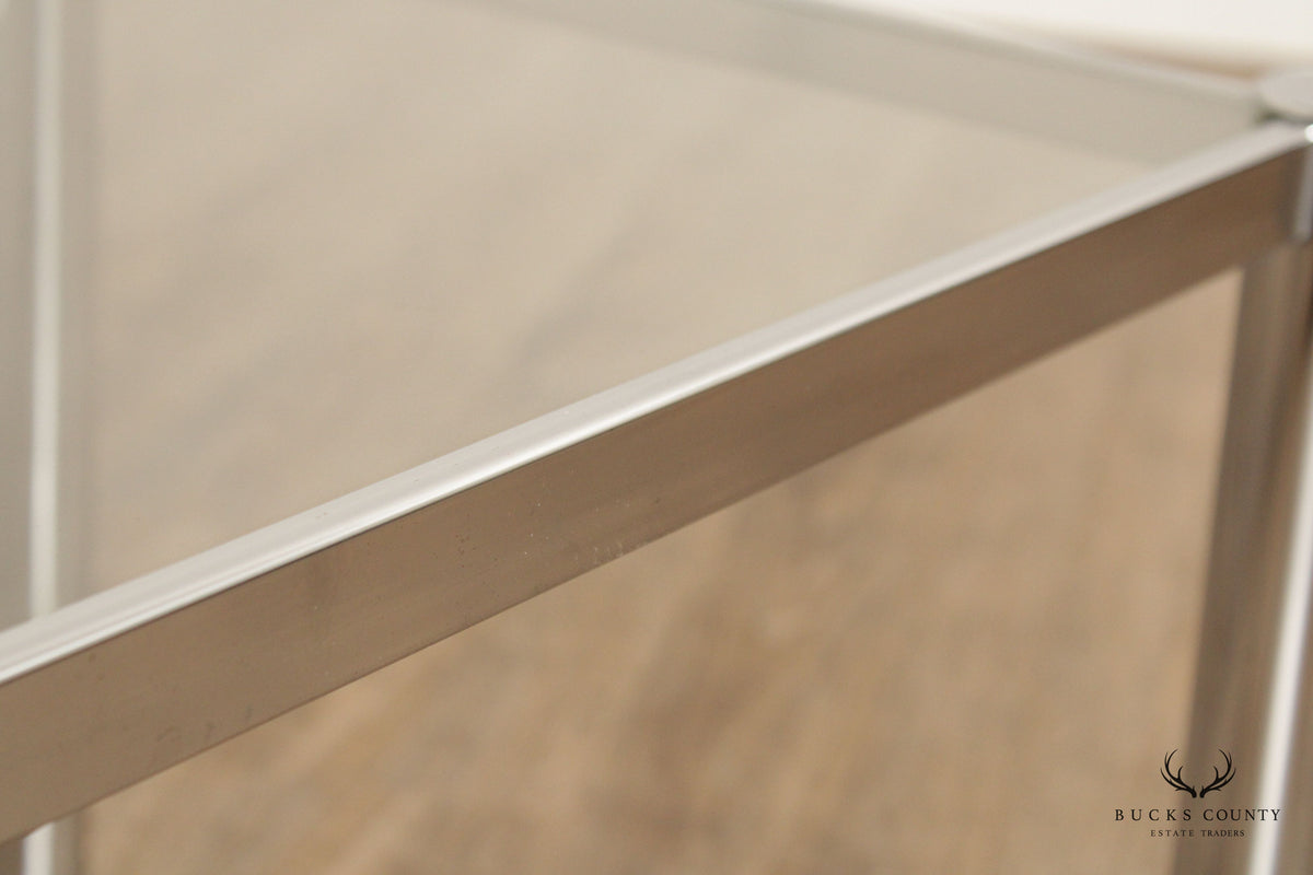 Post Modern Chrome and Glass Side Table