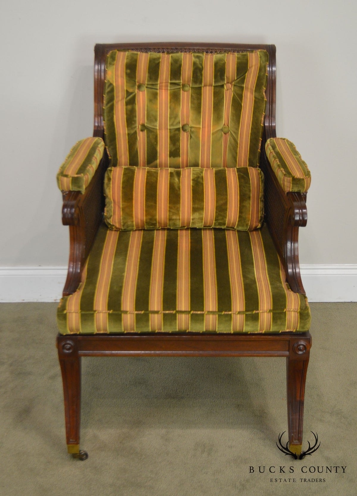 Baker Stately Homes Collection Regency Style Mahogany Cane Armchair