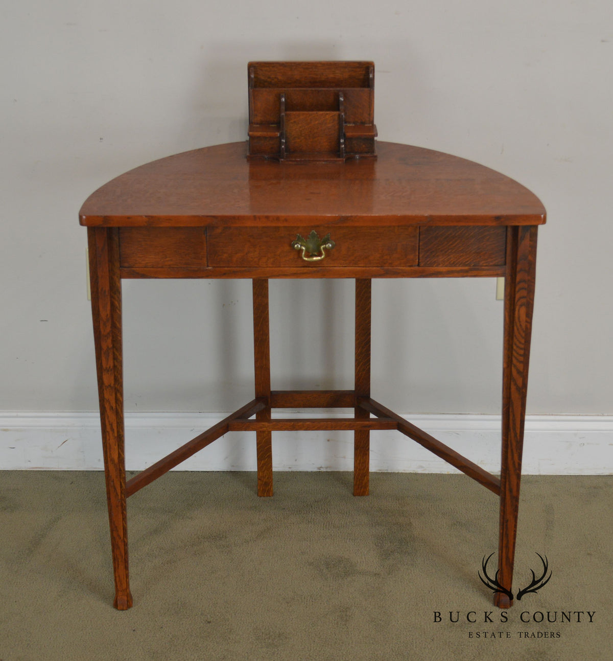 Antique Mission Oak Arts and Crafts Half Round Desk