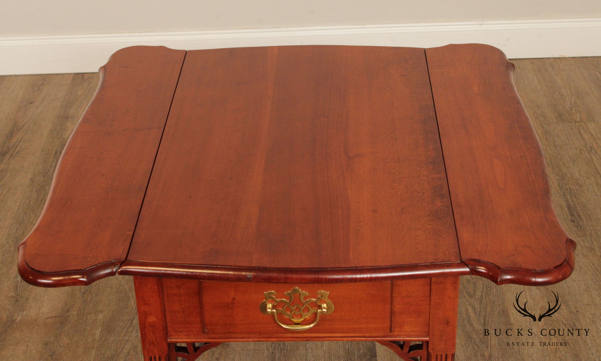 Chippendale Style Custom Crafted Cherry Drop Leaf Pembroke Table