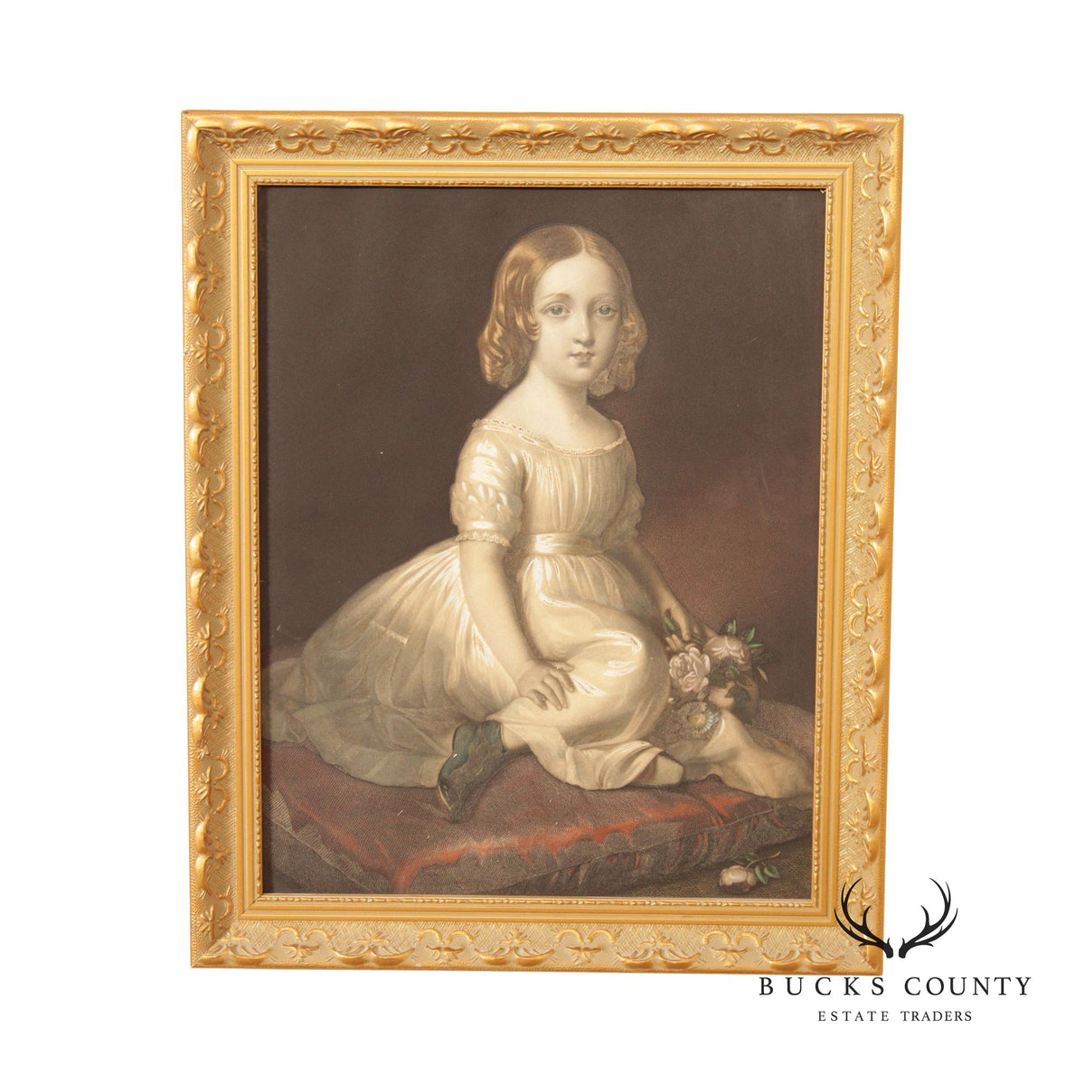 Victorian 'Rose de Maie' Young Girl Portrait Print, Custom Framed