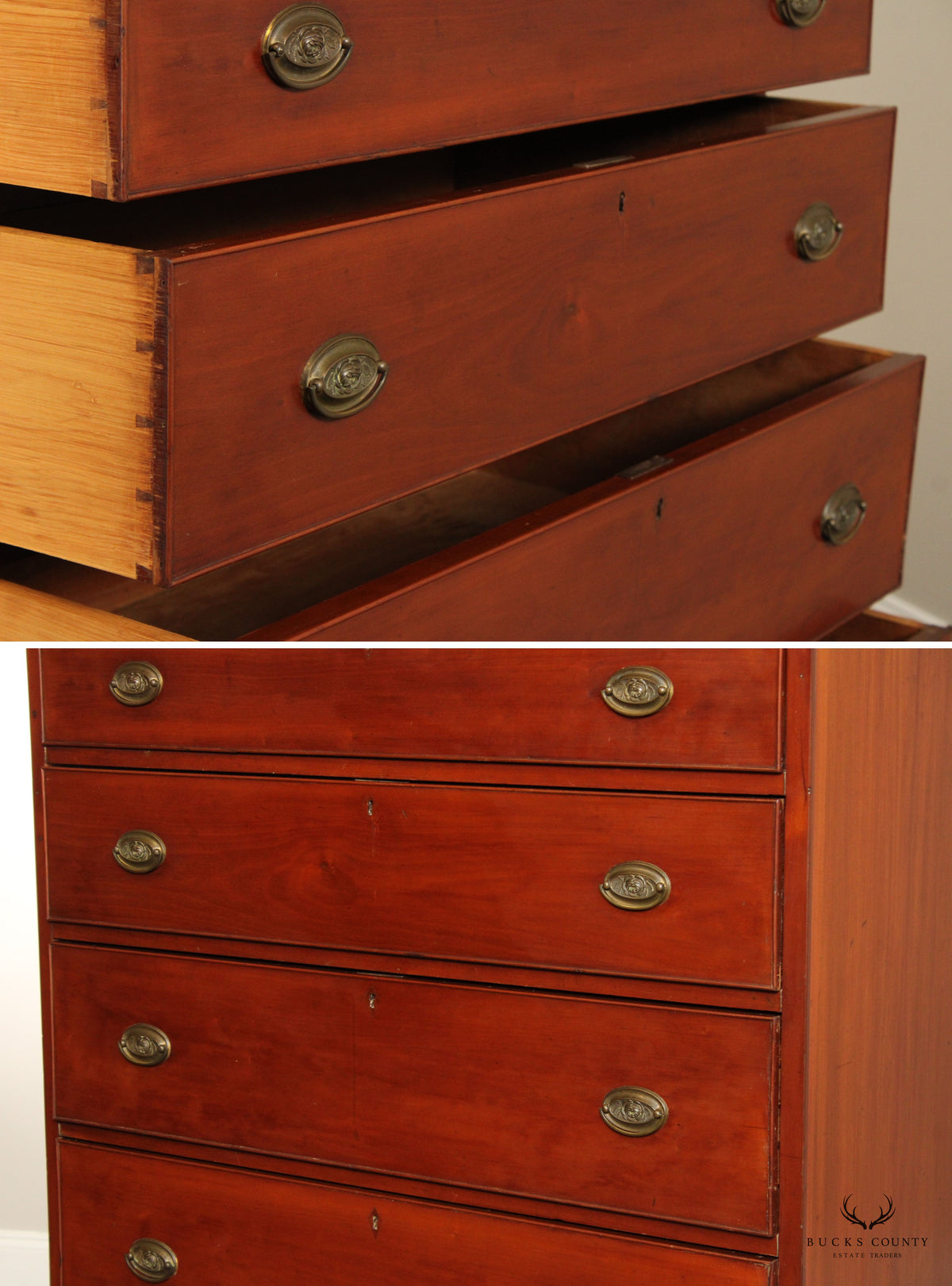 Antique American Cherry Hepplewhite Tall Chest of Drawers