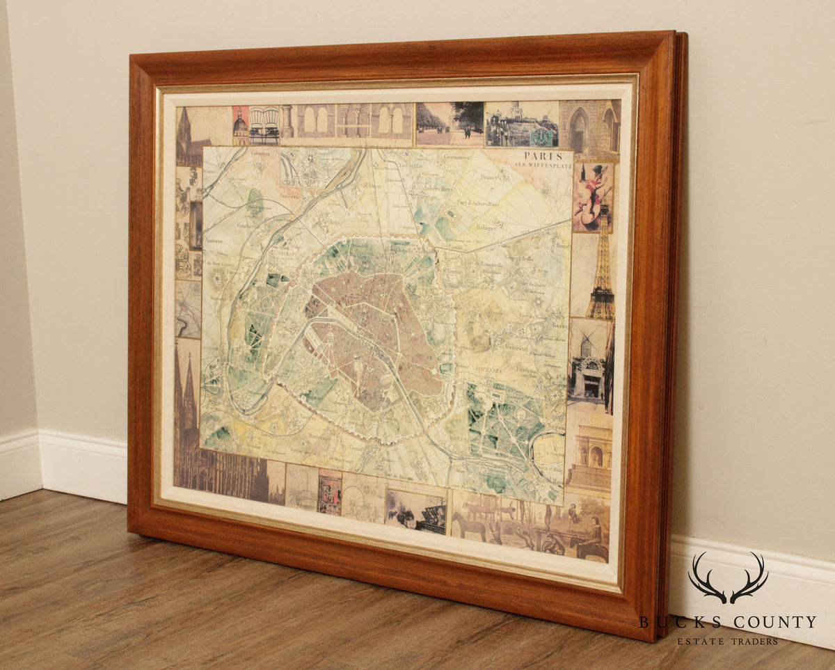 Large, Vintage Plan of Paris Als Waffen Platz