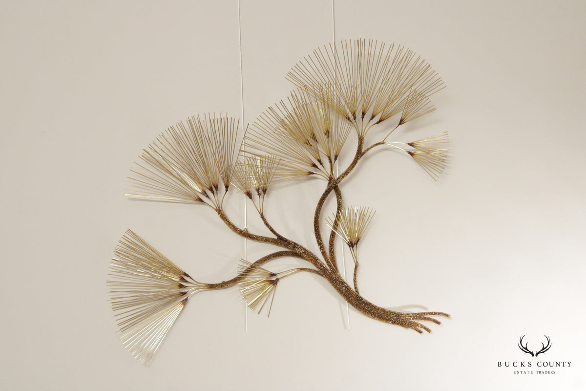 CURTIS JERE BRUTALIST BRASS METAL TREE WALL SCULPTURE