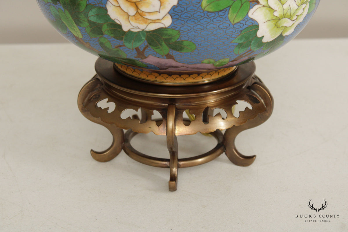 Marbro Lamp Company Japanese Style Vintage Cloisonne Vasiform Table Lamp