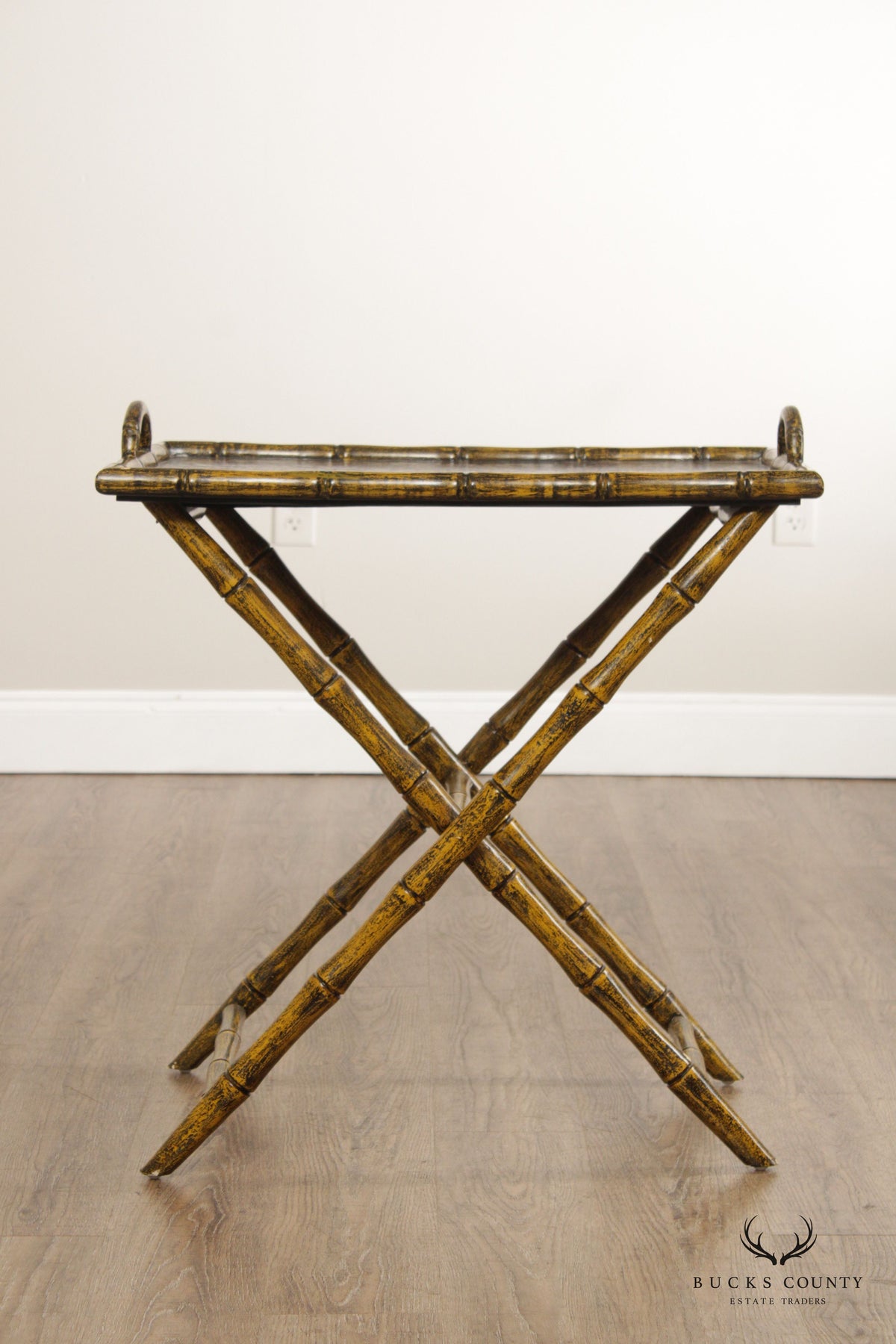 Chinoiserie Style Faux Bamboo Folding Tray Table