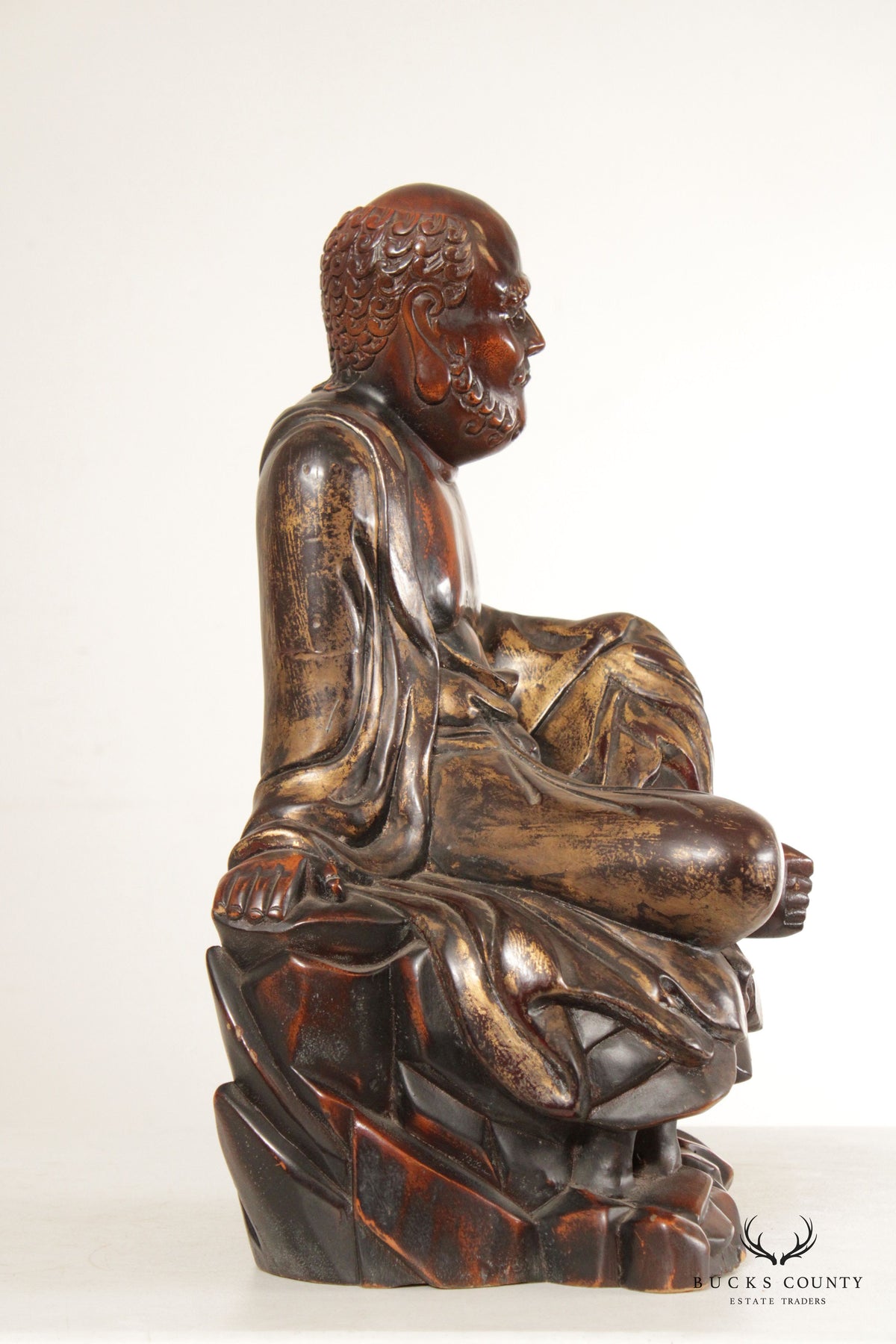 Vintage Hand Carved Pair of Chinese Immortal Statues