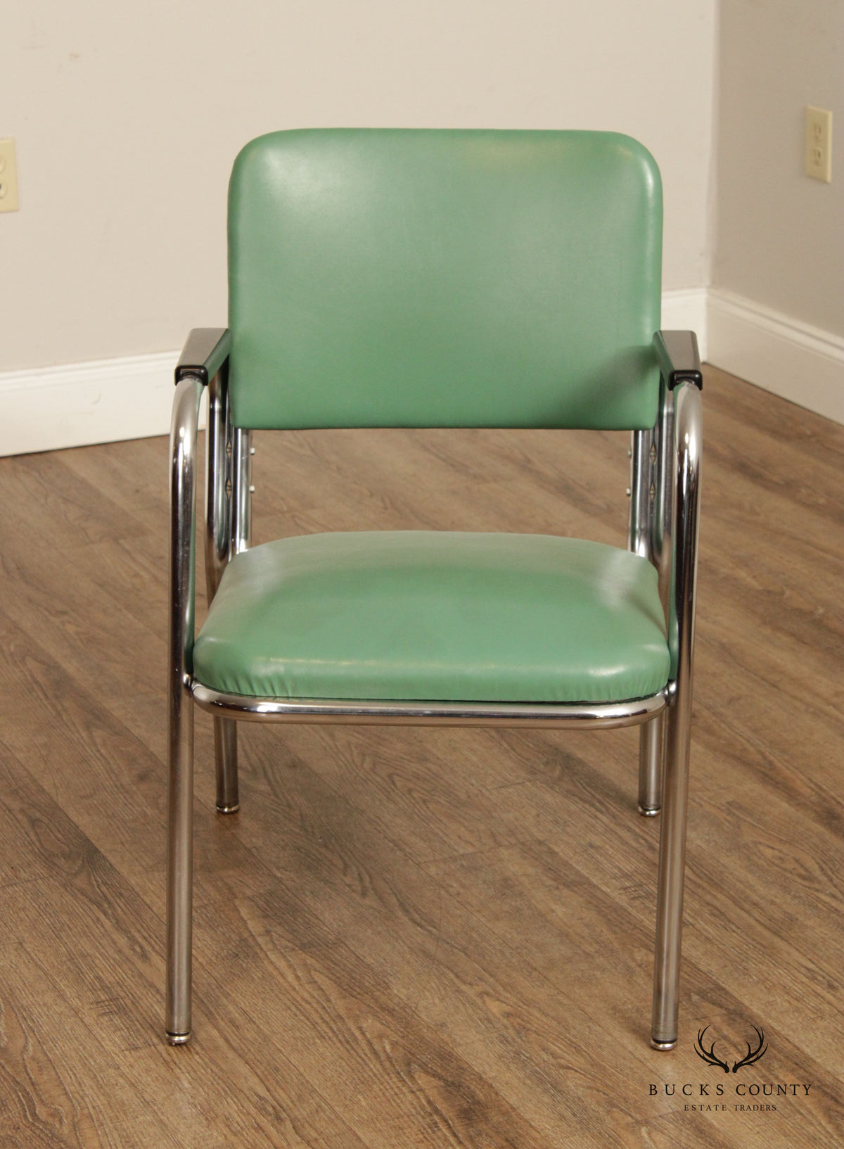 Mid Century Modern 1950s Chrome and Vinyl Armchair