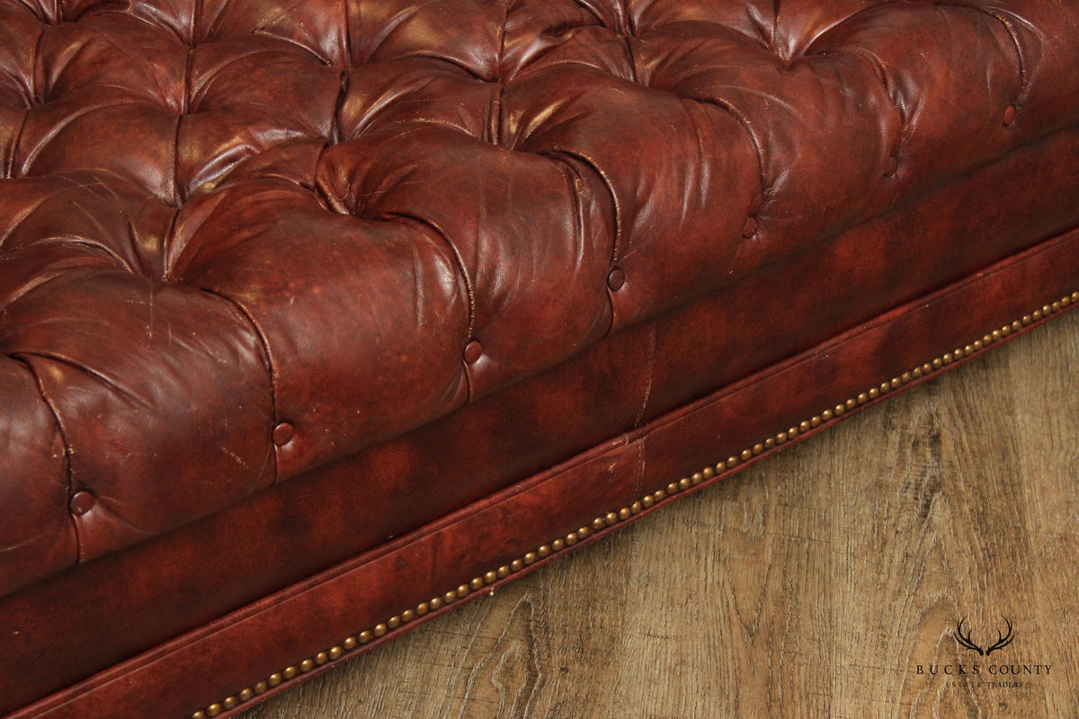 English Traditional Tufted Leather Chesterfield Style Sofa