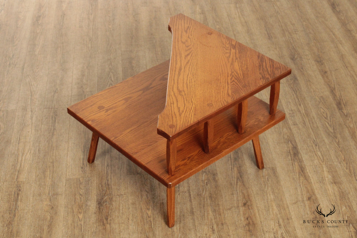 Hunt Country Furniture Two Tier Oak Corner Table