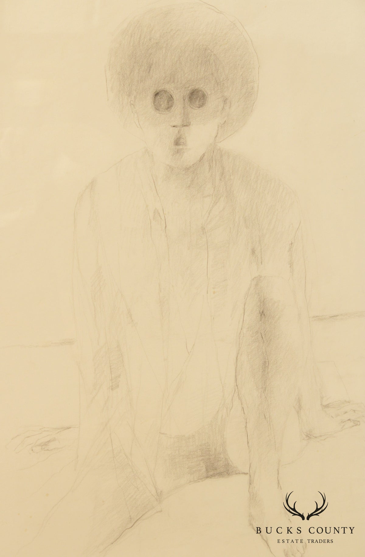 Original Figure Graphite Drawing, Signed
