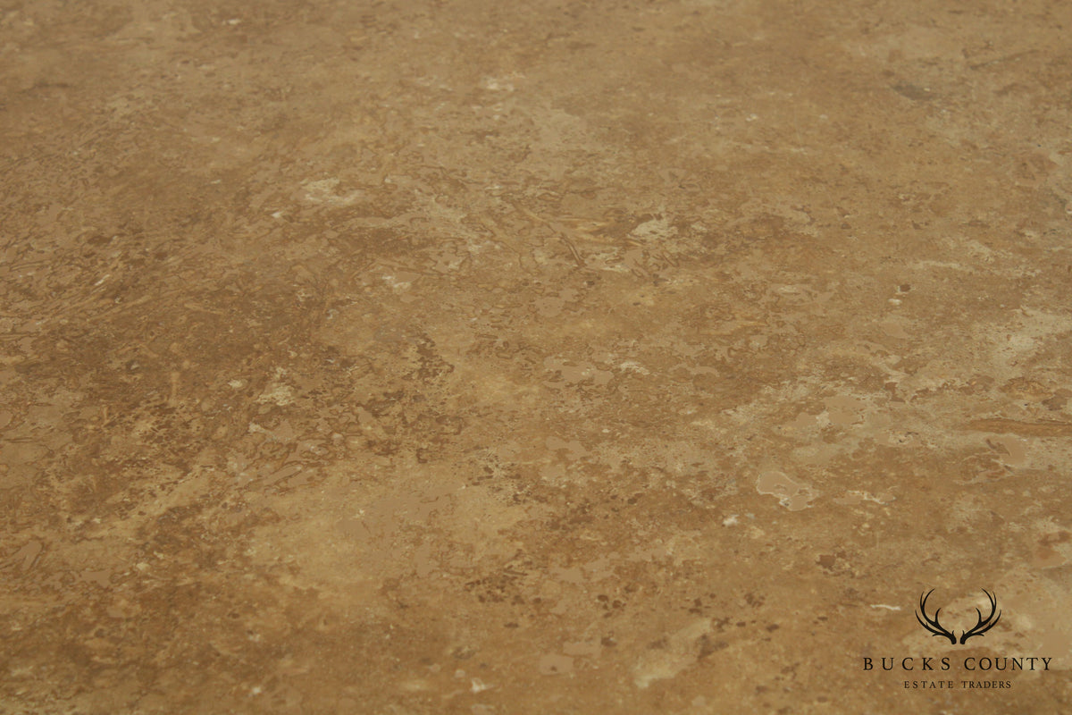 Hand Forged Iron Base 42" Pub Table Square Travertine Top