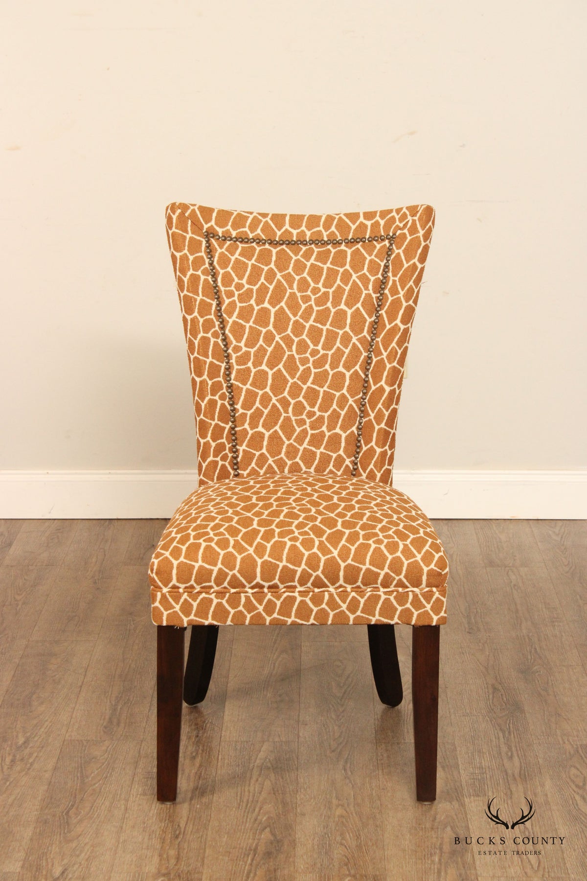 Transitional Style Pair Custom Upholstered Side Chairs