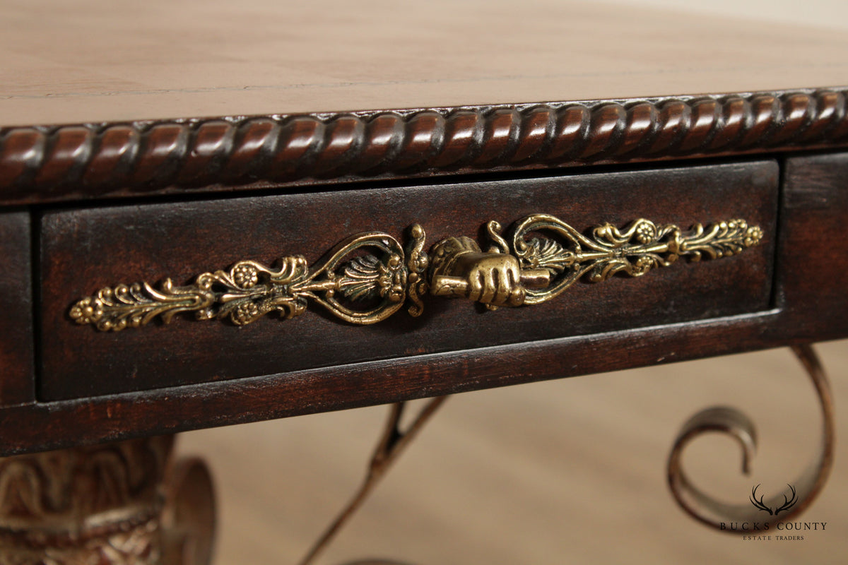 Neoclassical Style Carved Gilt Pedestal Base Chess Game Table
