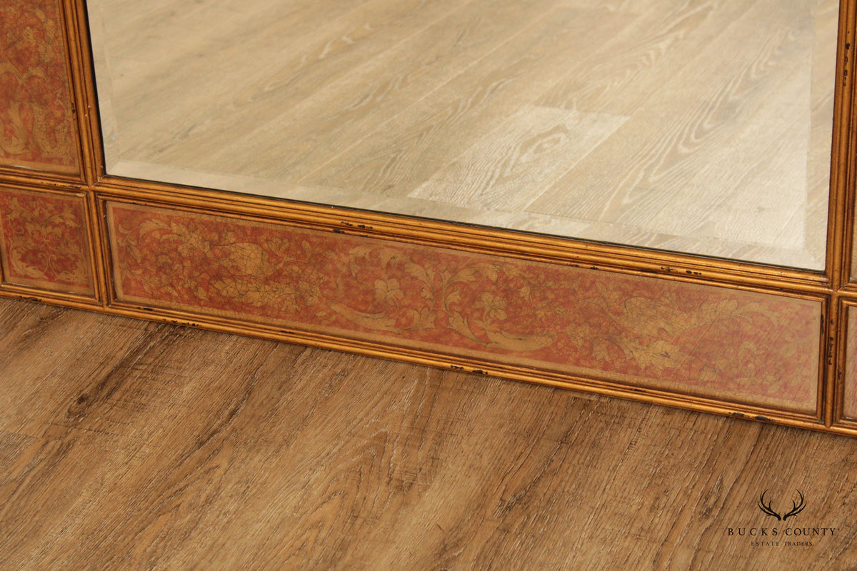 Theodore Alexander Regency Style Eglomise Decorated Full-Length Mirror