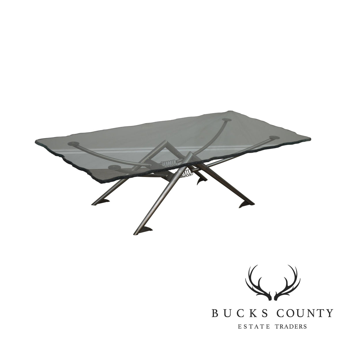 Industrial Modernistic Design Metal Base Coffee Table with Glass Top