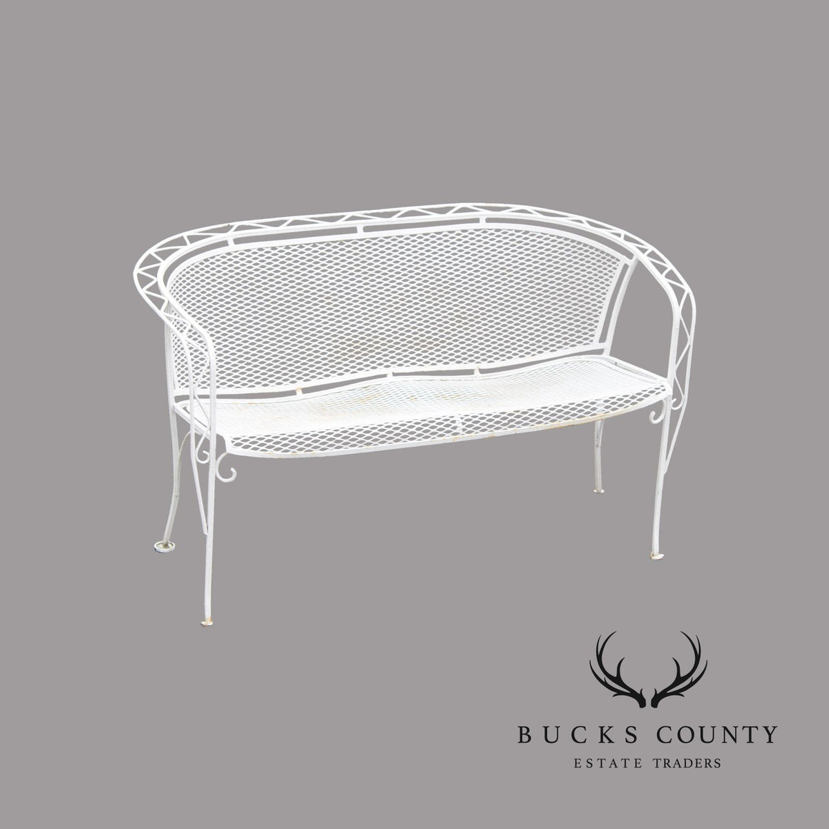 Salterini Mid Century Modern Wrought Iron Garden Bench settee