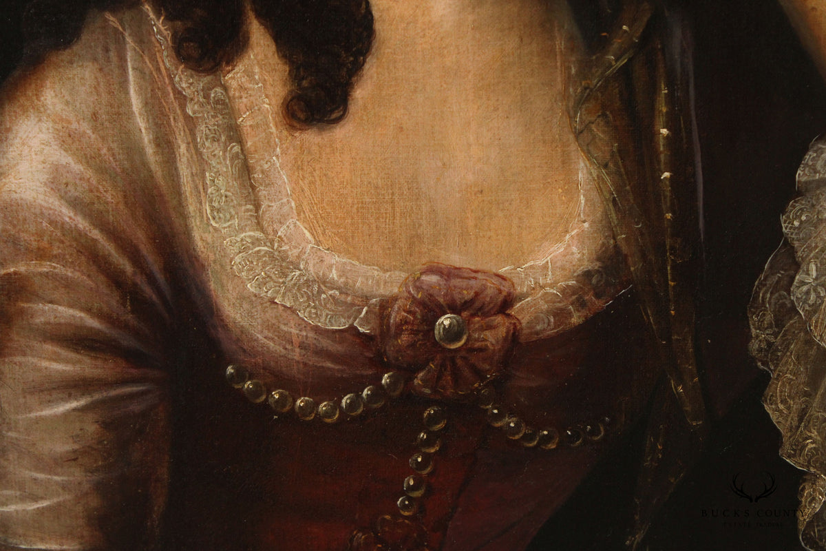 Antique Continental School Portrait of a Noblesse
