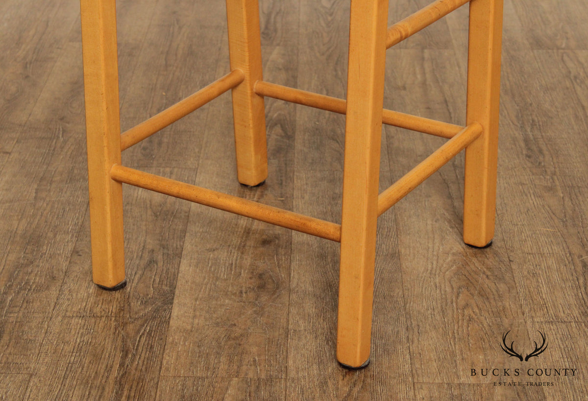 Quality Pair Solid Maple Rawhide Seat Counter Bar Stools