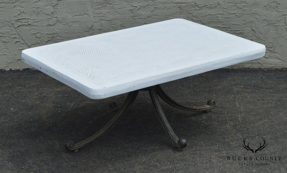 Quality Cast Aluminum & Faux Stone Top Patio Coffee or Cocktail Table