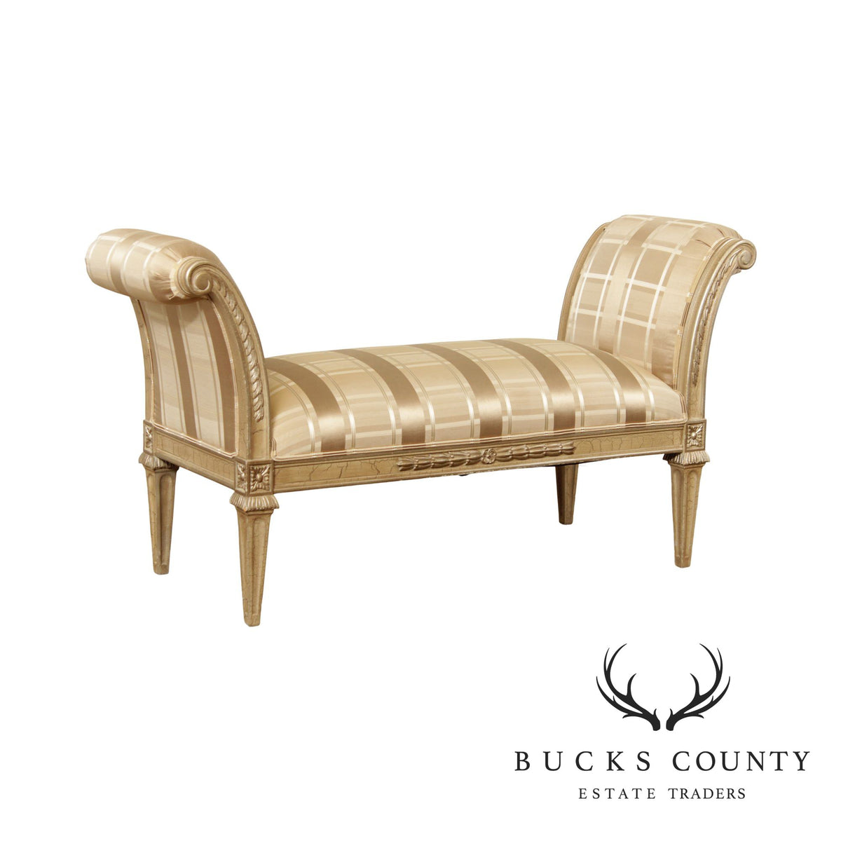 Louis XVI Style Scroll Arm Window Bench