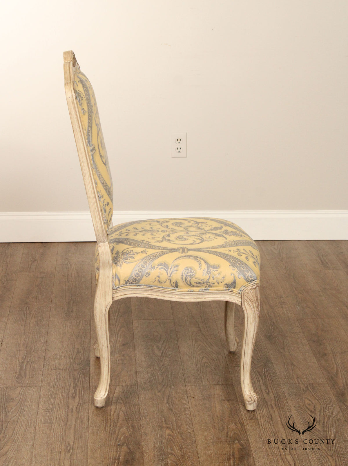 French Louis XV Style Set of Six Distress Painted Dining Chairs