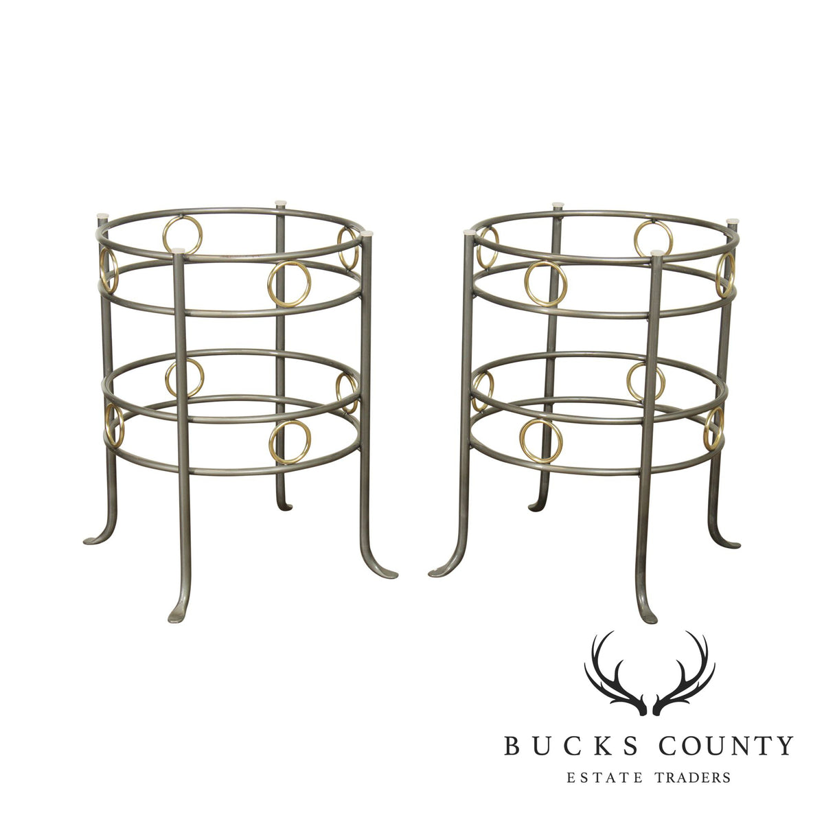 Charleston Forge Pair Circular Iron & Brass Table Bases
