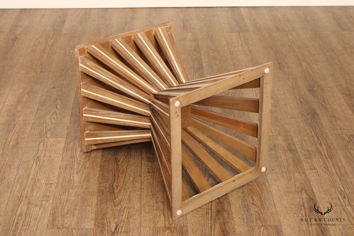 Contemporary Geometric Inlaid Oak Side Table