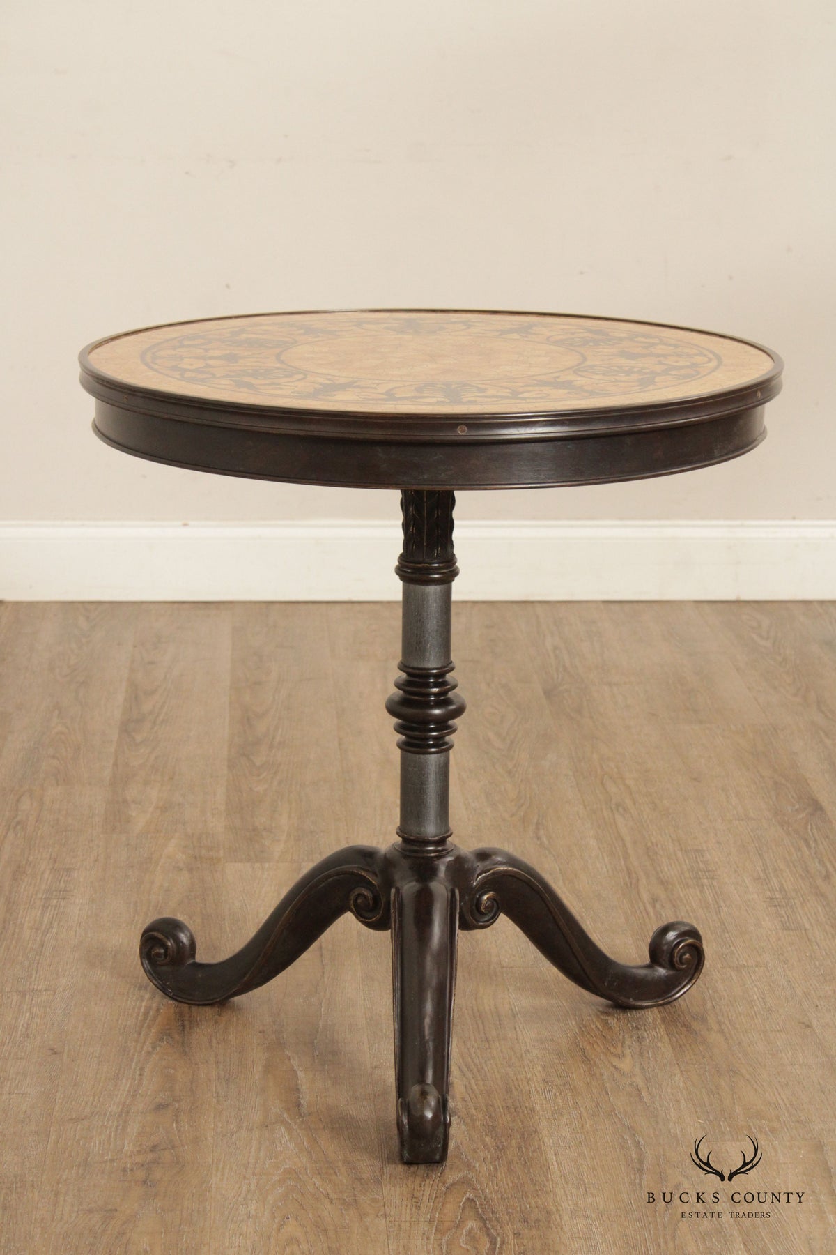 Classical Style Round Mosaic Top Bronze Side Table