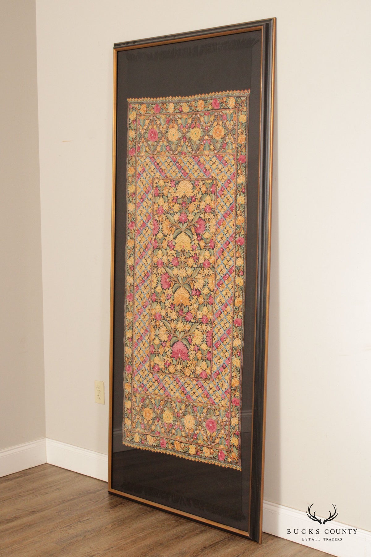 Kashmiri Style Hand Embroidered Crewel Framed Textile