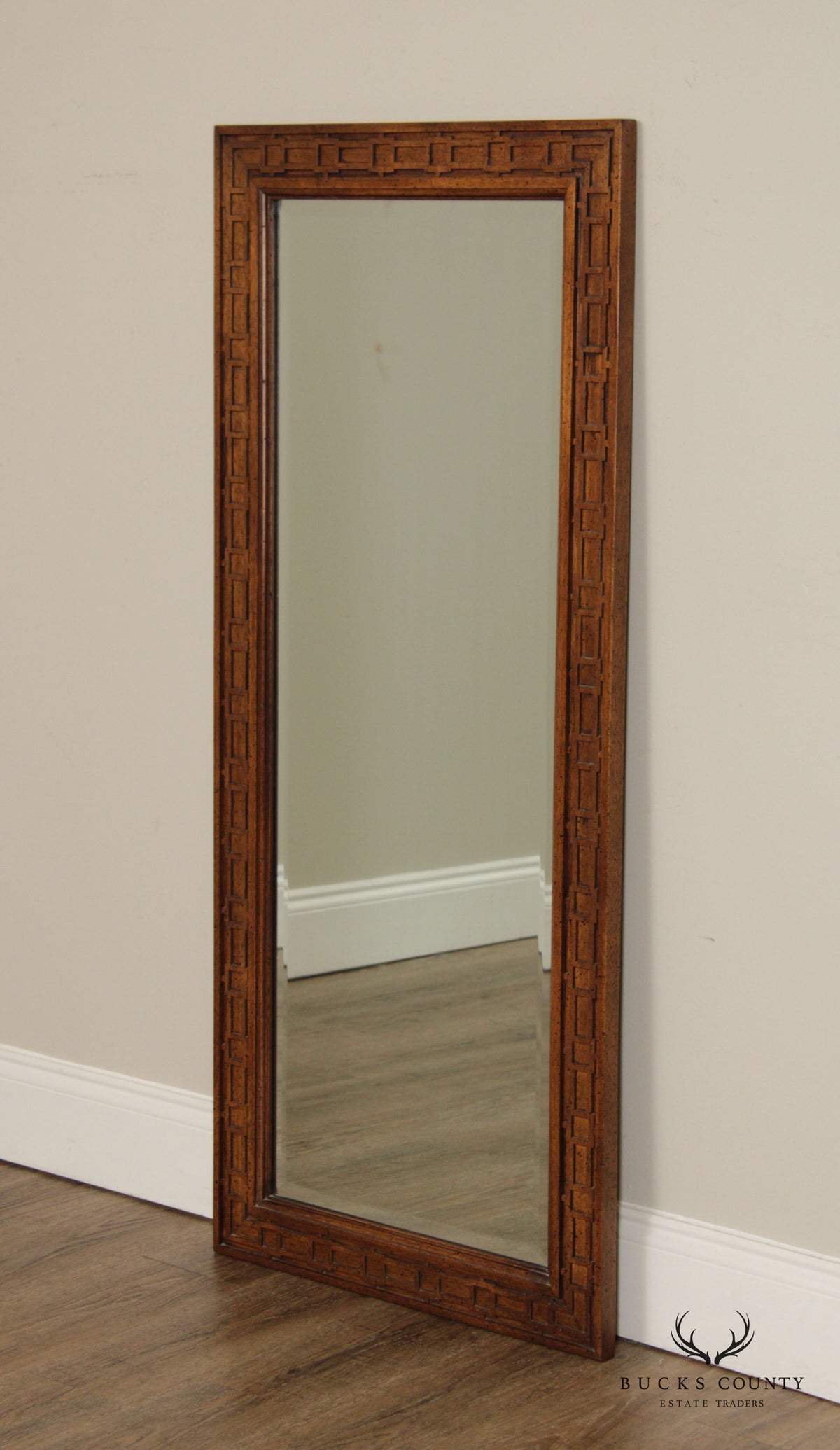 Century Furniture Chinese Chippendale Style Vintage Pair Of Rectangular Beveled Wall Mirrors