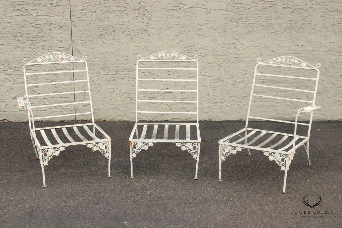 Vintge Quality Wrought Iron Three Piece  Outdoor Patio Sofa