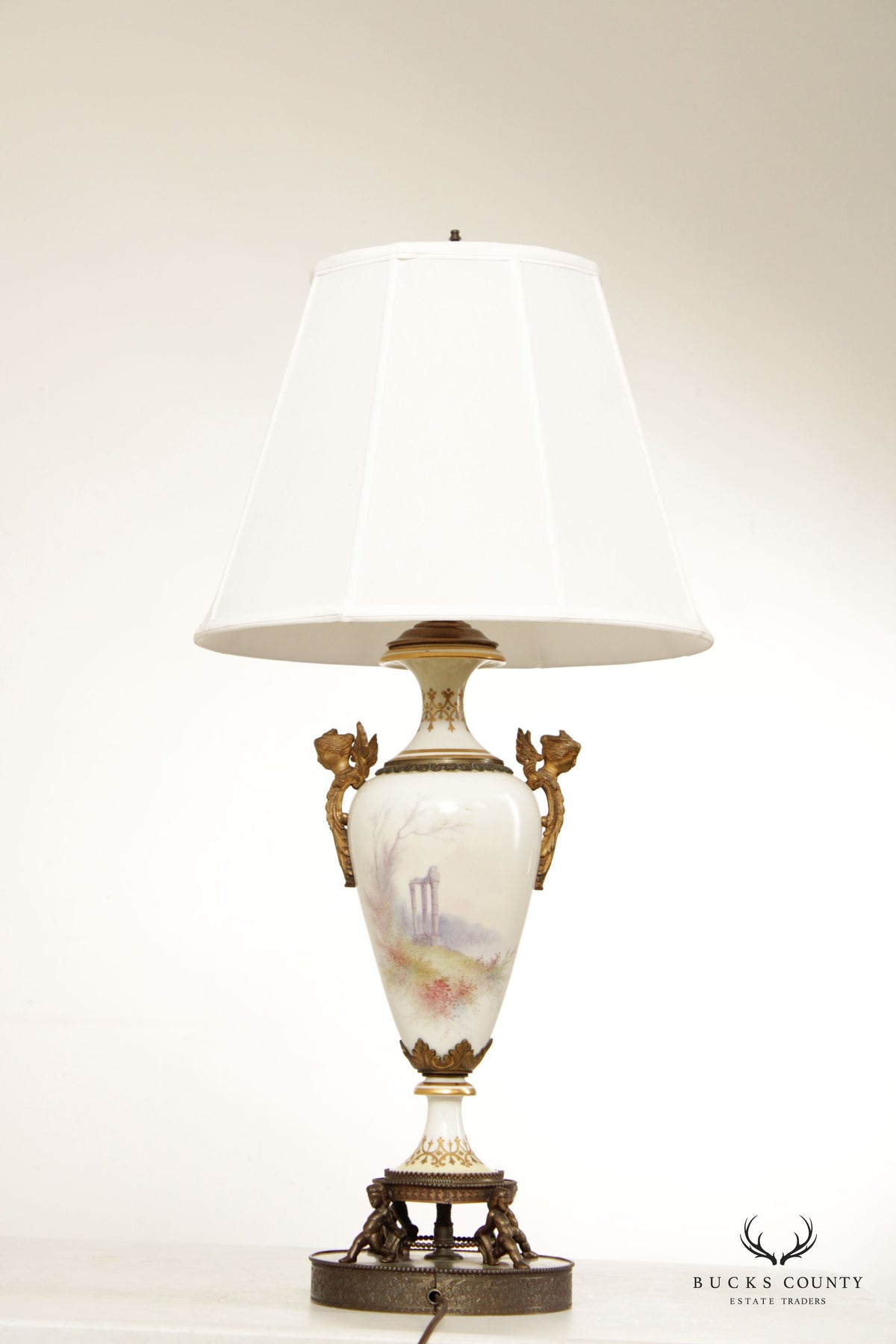 Antique 19th C. French Porcelain Urn Table Lamp